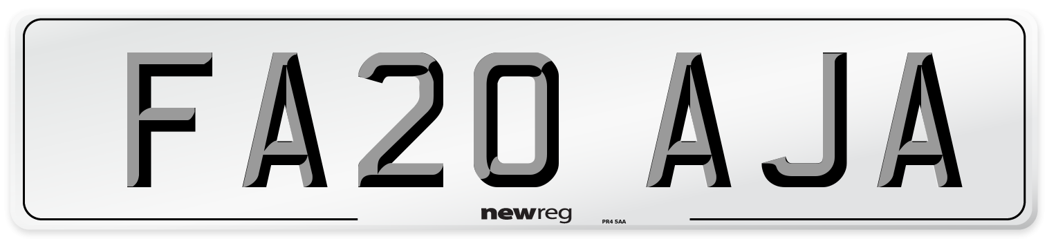 FA20 AJA Number Plate from New Reg